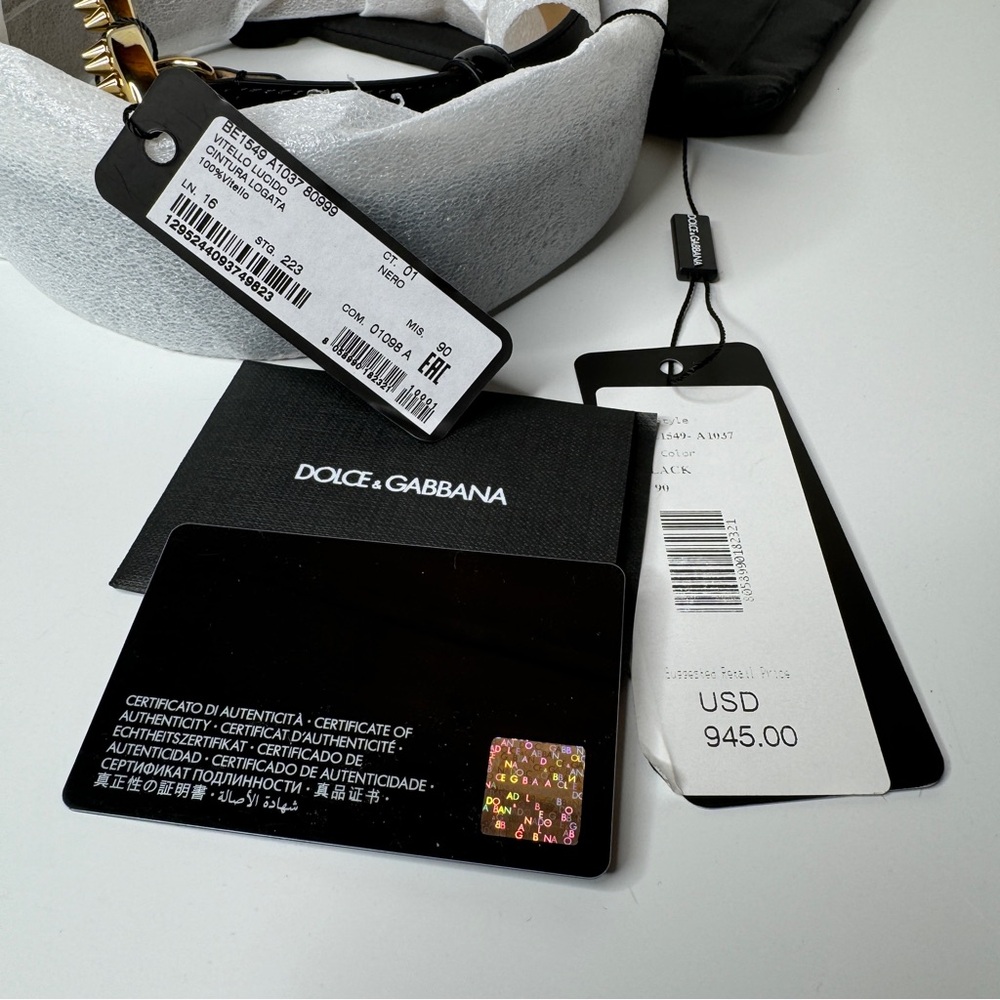 Dolce & Gabbana Black Polished Belt - Size 90 - Picture 4 of 5